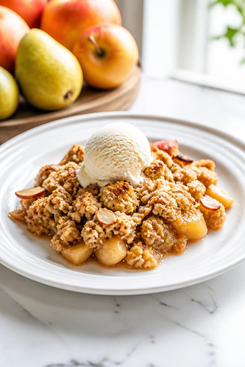 Crumble Pomme Poire Amande Croustillant