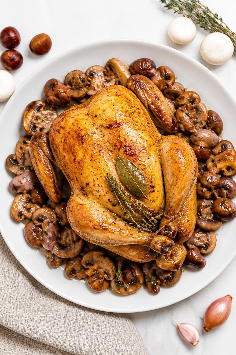 Poulet Rôti Marron Champignon Automne