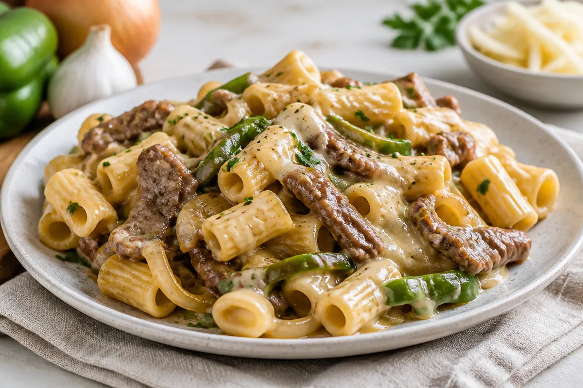 Minute Philly Cheese Steak Pasta