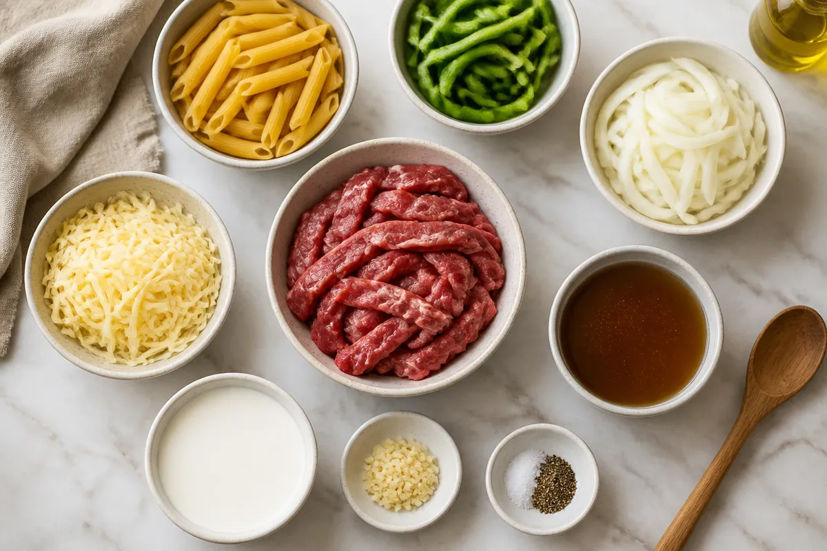 Minute Philly Cheese Steak Pasta