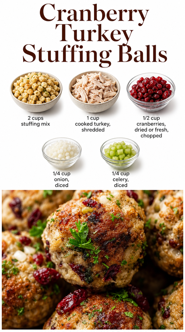 Easy Cranberry Turkey Stuffing Balls Recipe for Family Dinner