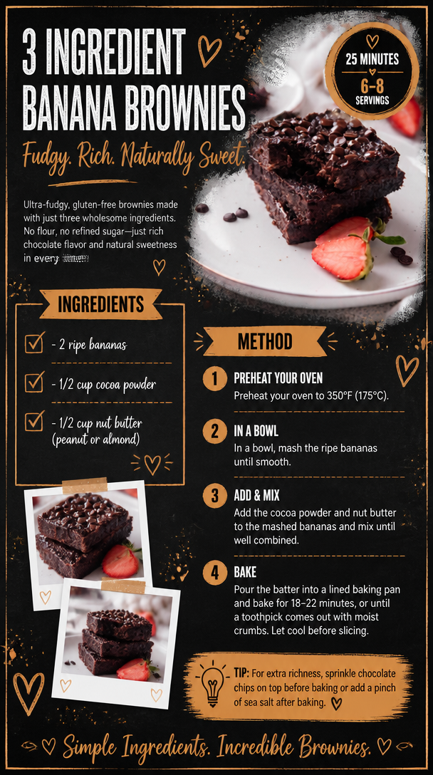 3 Ingredient Banana Brownies