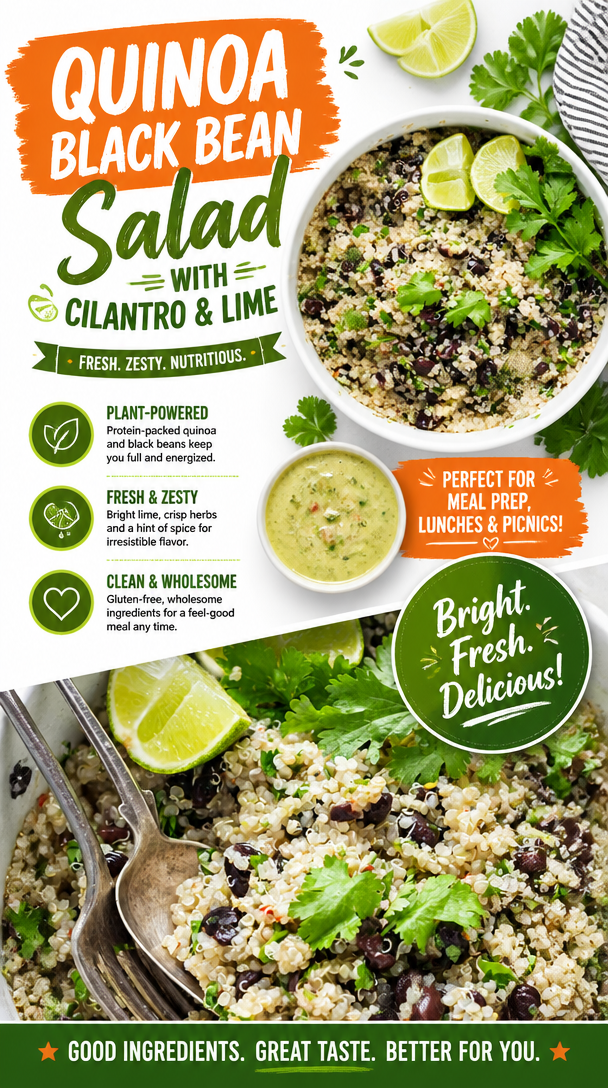 Quinoa Black Bean Salad with Cilantro and Lime