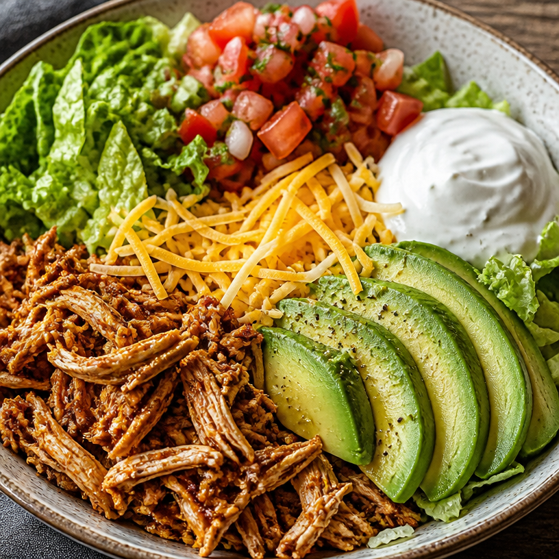 Taco Salad Bowls With Shredded Chicken
