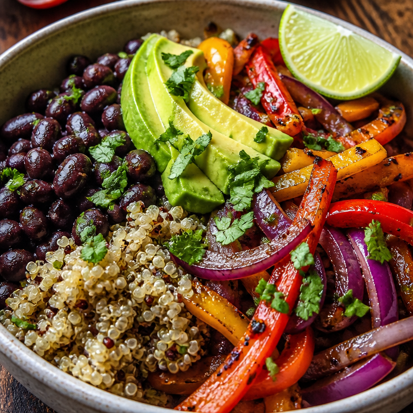 Black Bean Quinoa Fajita Bowls