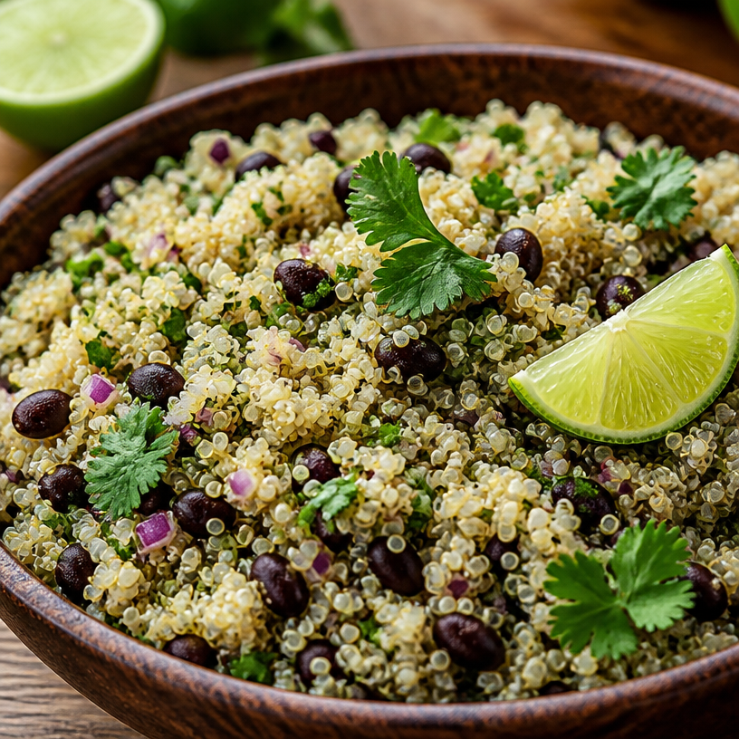 Quinoa Black Bean Salad with Cilantro and Lime