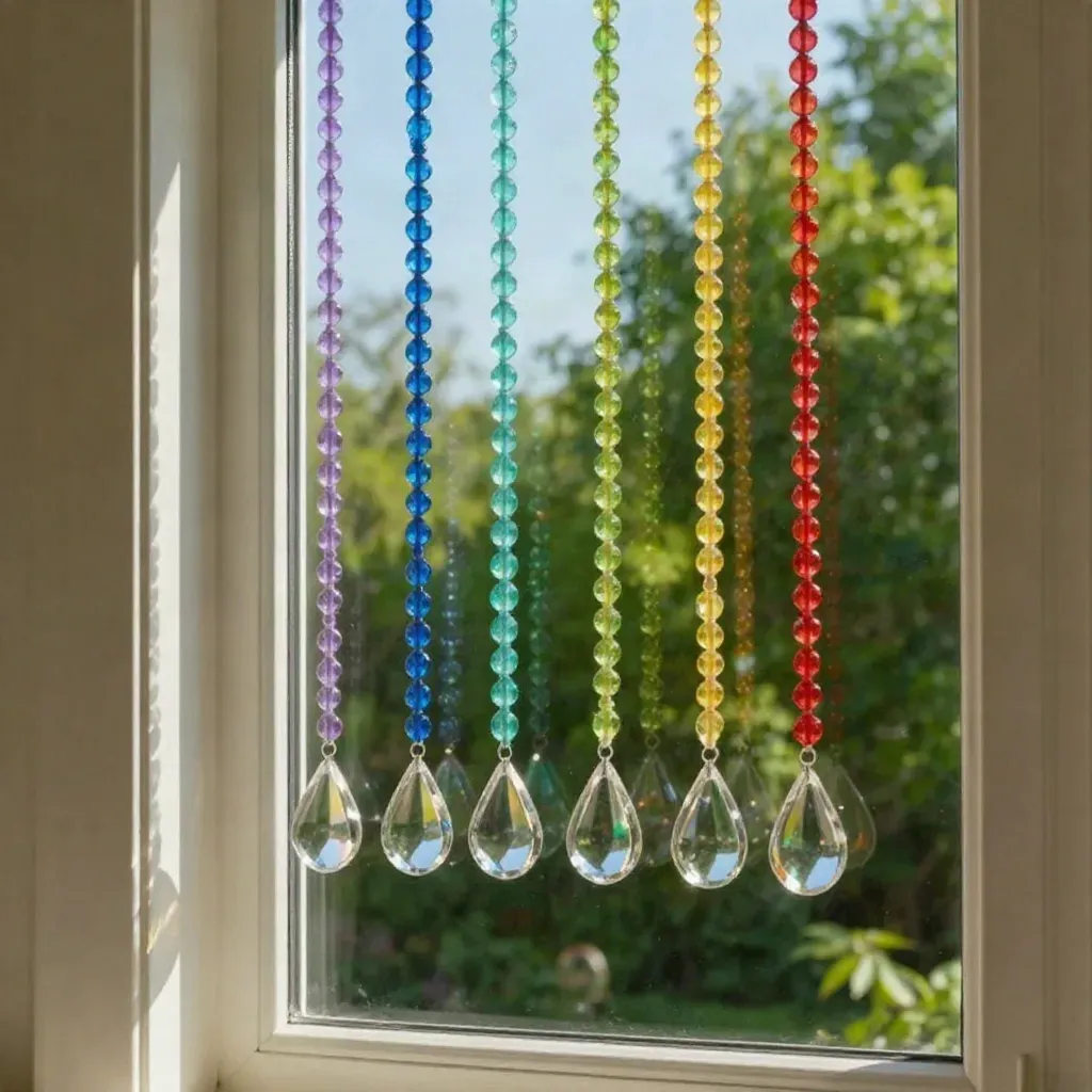 Colorful Bead Curtain with Rainbow Hues for Windows 16 Colorful Rainbow Bead Curtain for Windows