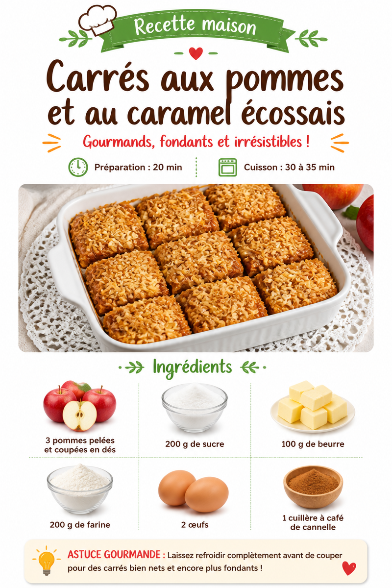 Carrés aux pommes et au caramel écossais