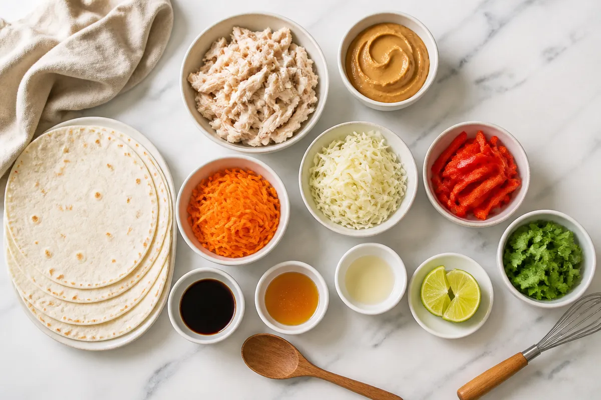 Thai Chicken Wraps with Crunchy Asian Slaw