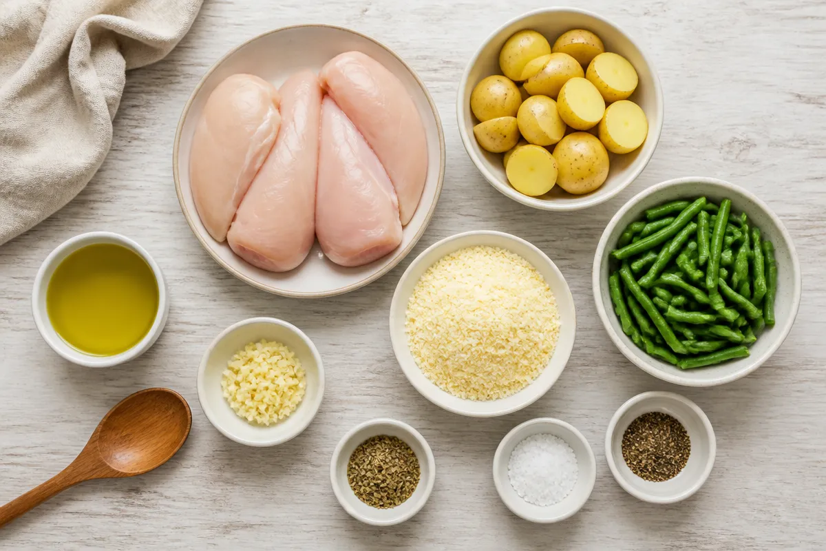 Parmesan Crusted Chicken Sheet Pan Dinner