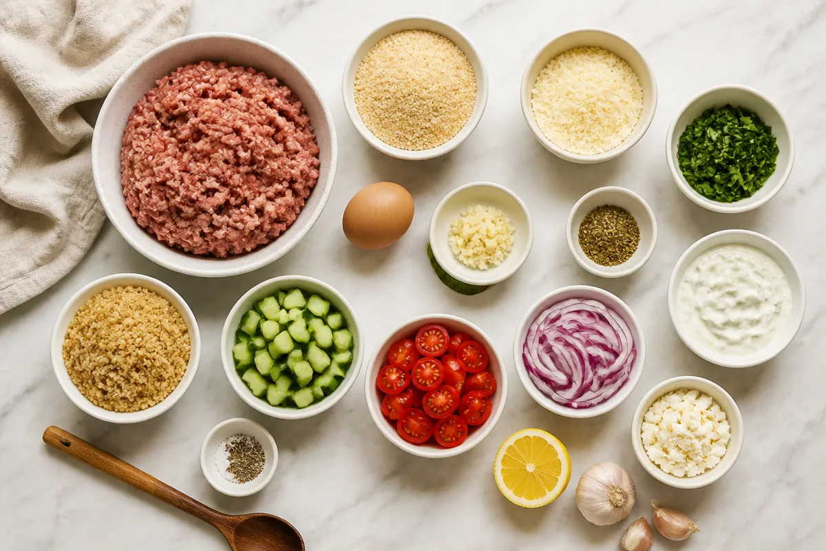 Greek Meatball Bowl with Lemon-Yogurt Sauce