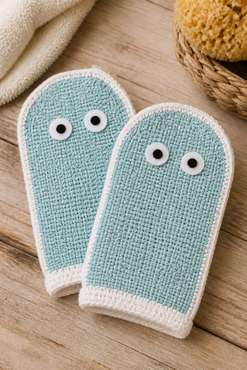 Crochet Baby Bath Mitt Set
