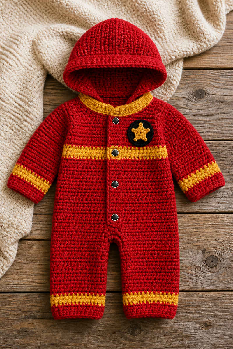 Crochet Baby Firefighter Costume Set