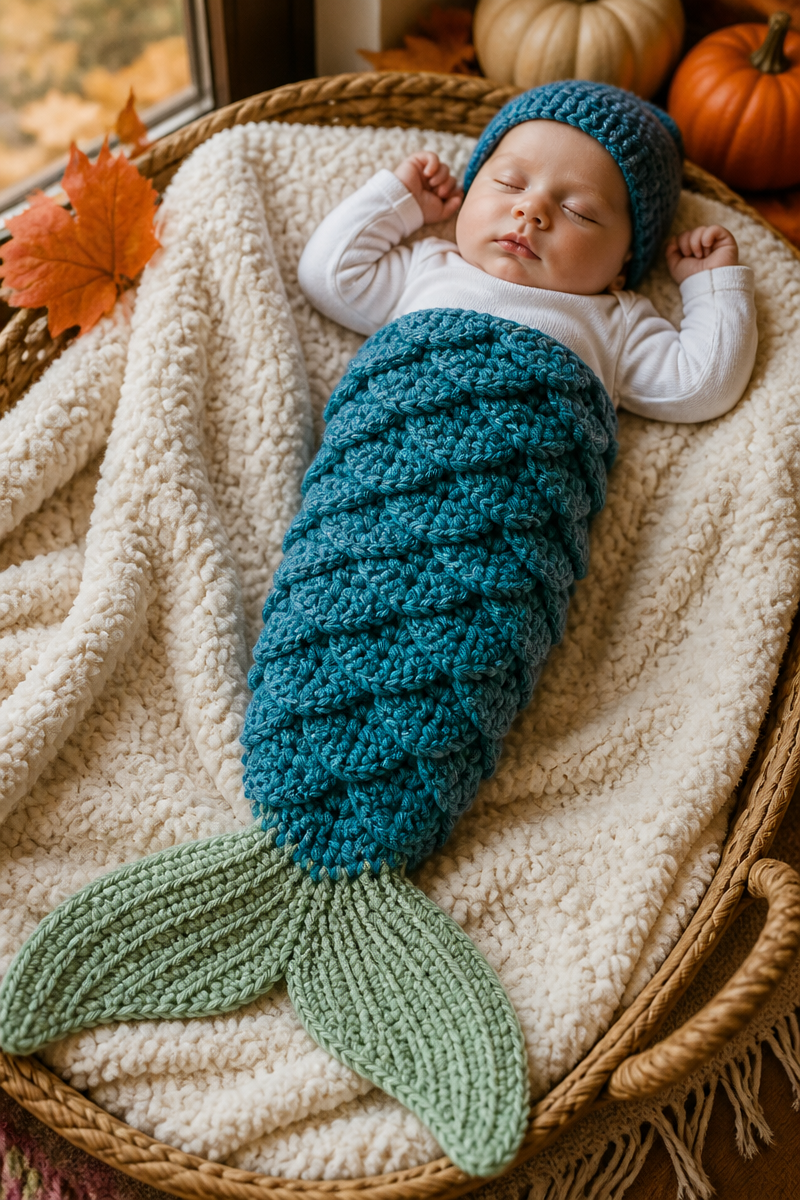 Crochet Baby Mermaid Tail Wrap