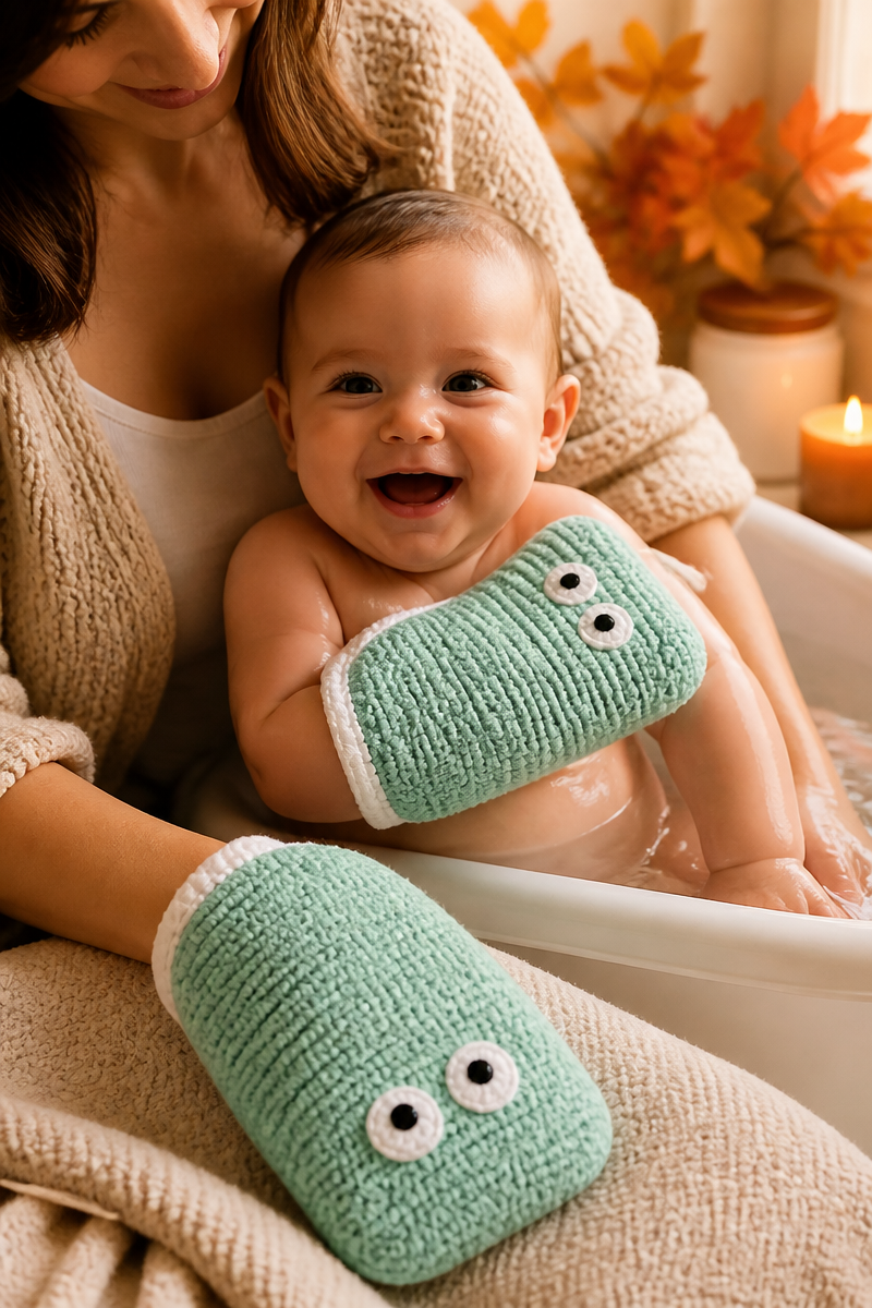 Crochet Baby Bath Mitt Set