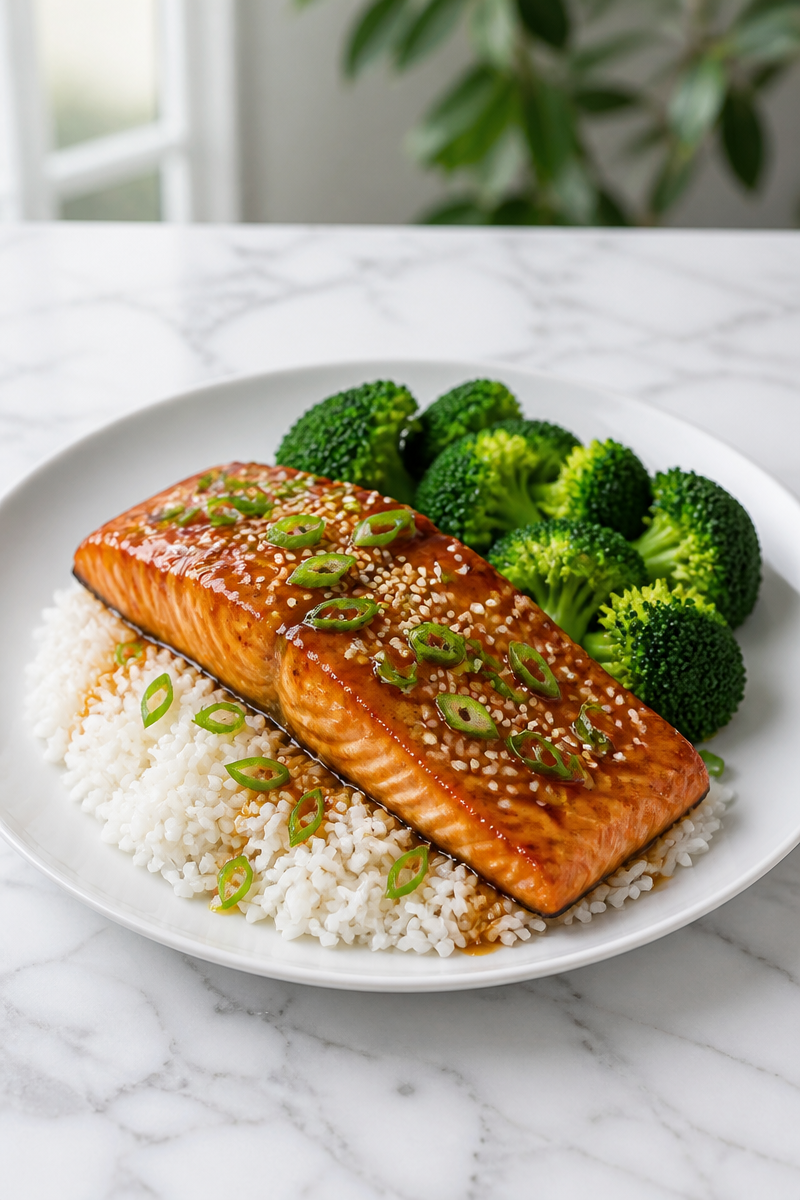 Baked Teriyaki Glazed Salmon Fillet