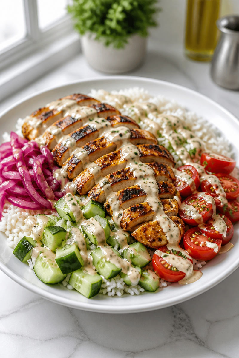 Chicken Shawarma Bowl Tahini Sauce