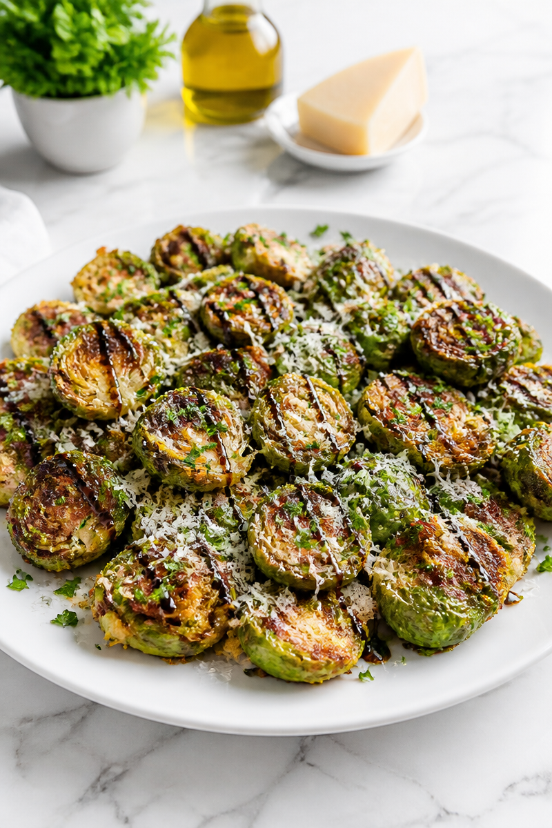 Crispy Smashed Brussels Sprout Parmesan