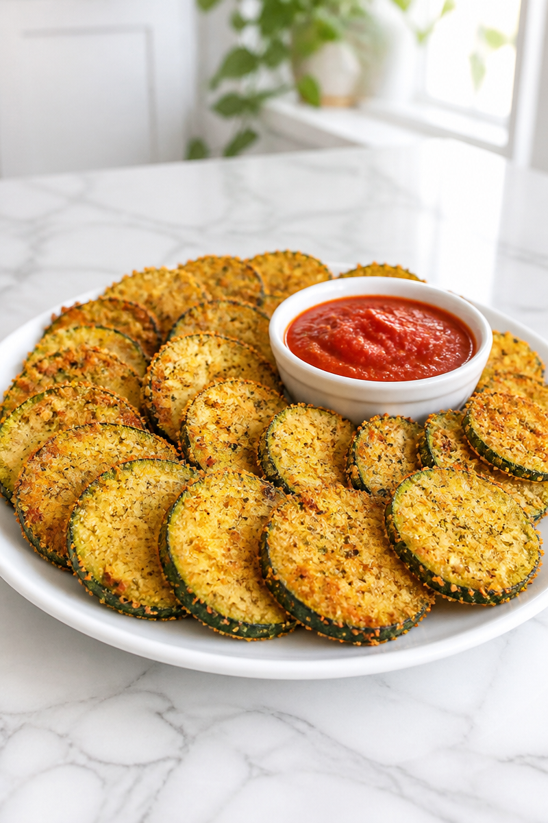 Baked Garlic Parmesan Zucchini Chip
