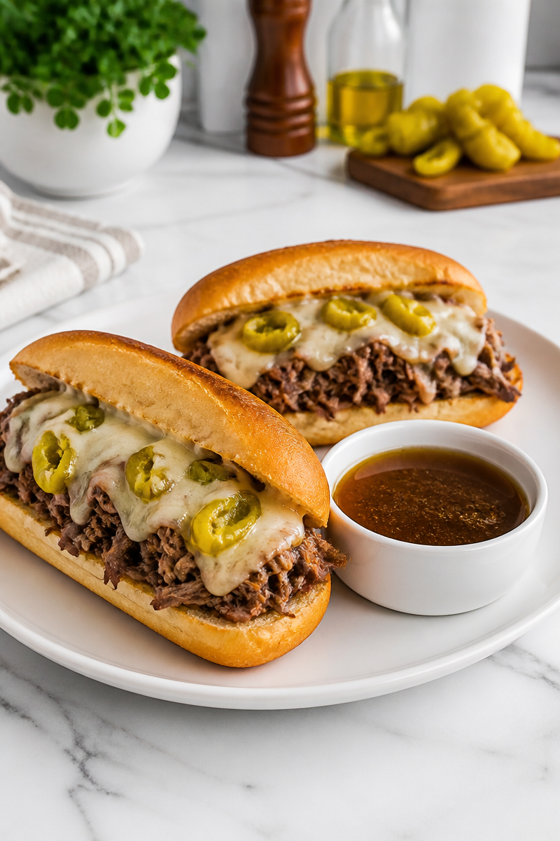 Slow Cooker Italian Beef Sandwich
