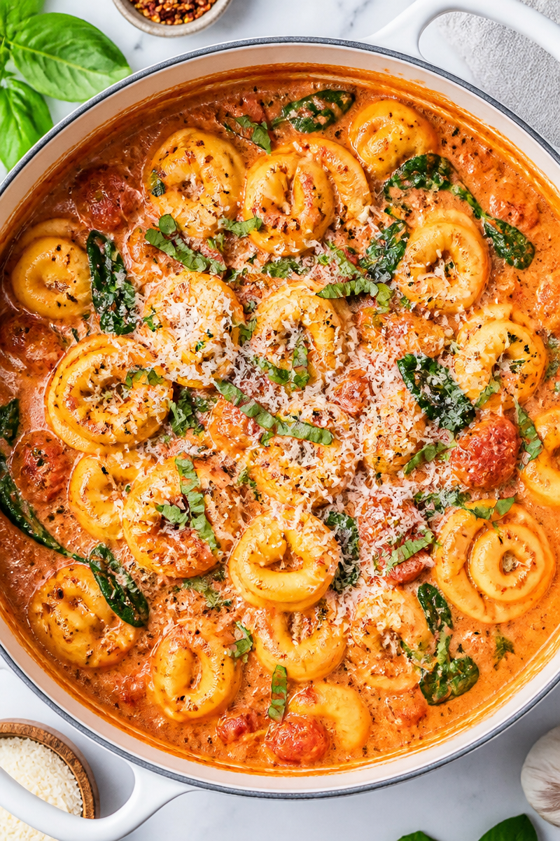 One Pot Creamy Tomato Tortellini