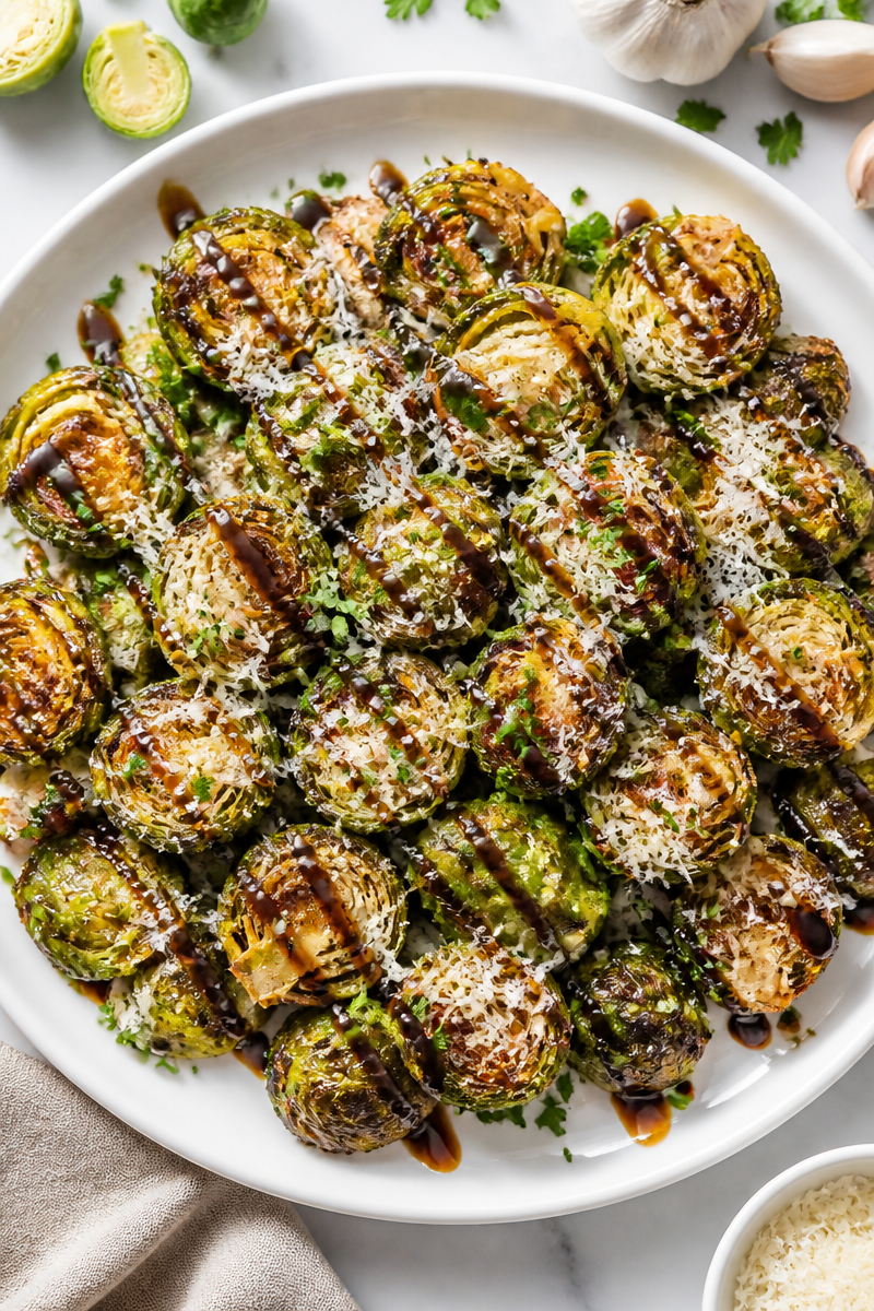 Crispy Smashed Brussels Sprout Parmesan