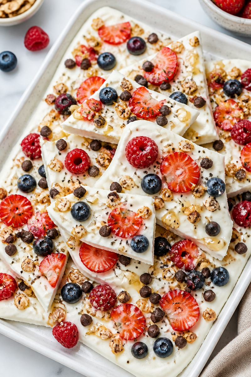 High Protein Greek Yogurt Bark