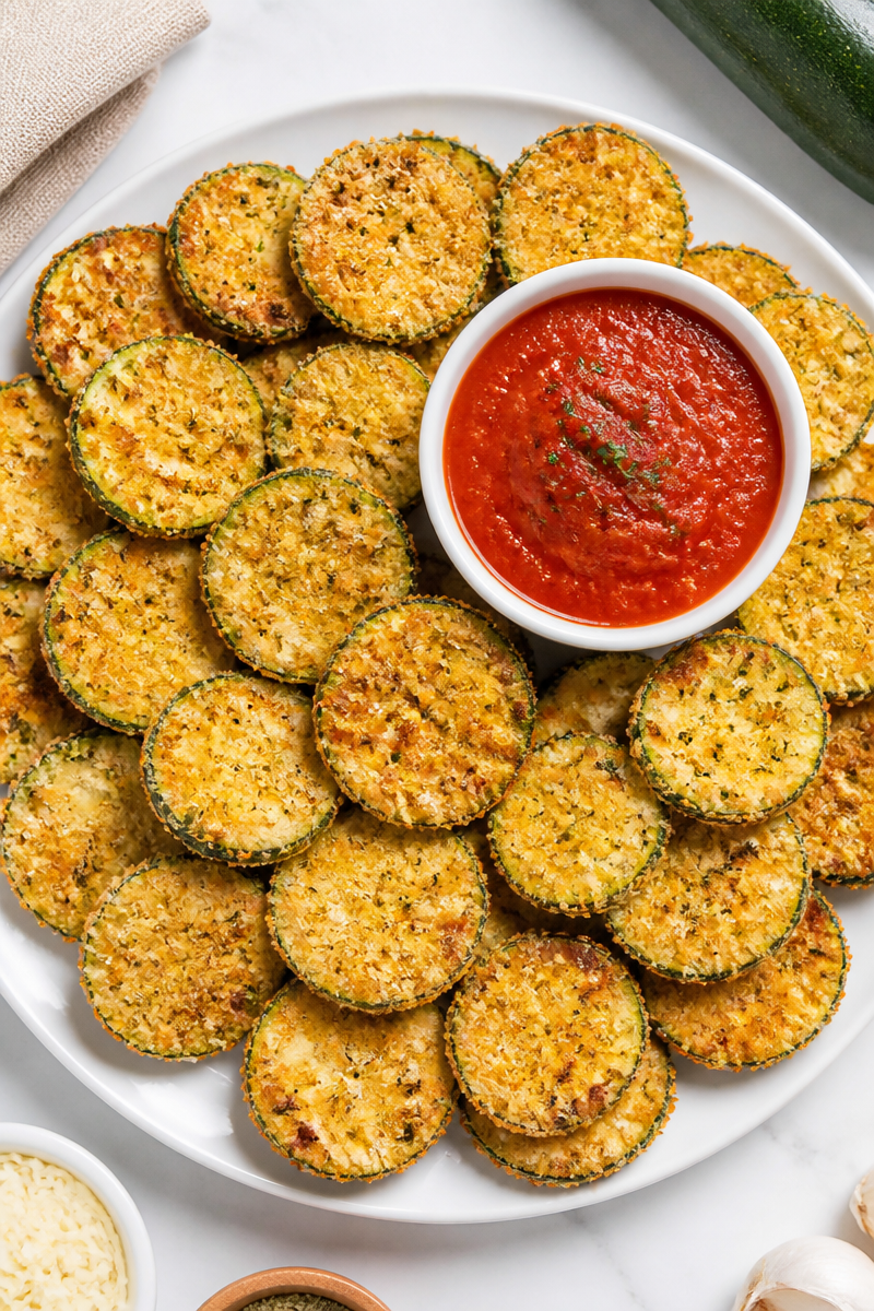 Baked Garlic Parmesan Zucchini Chip