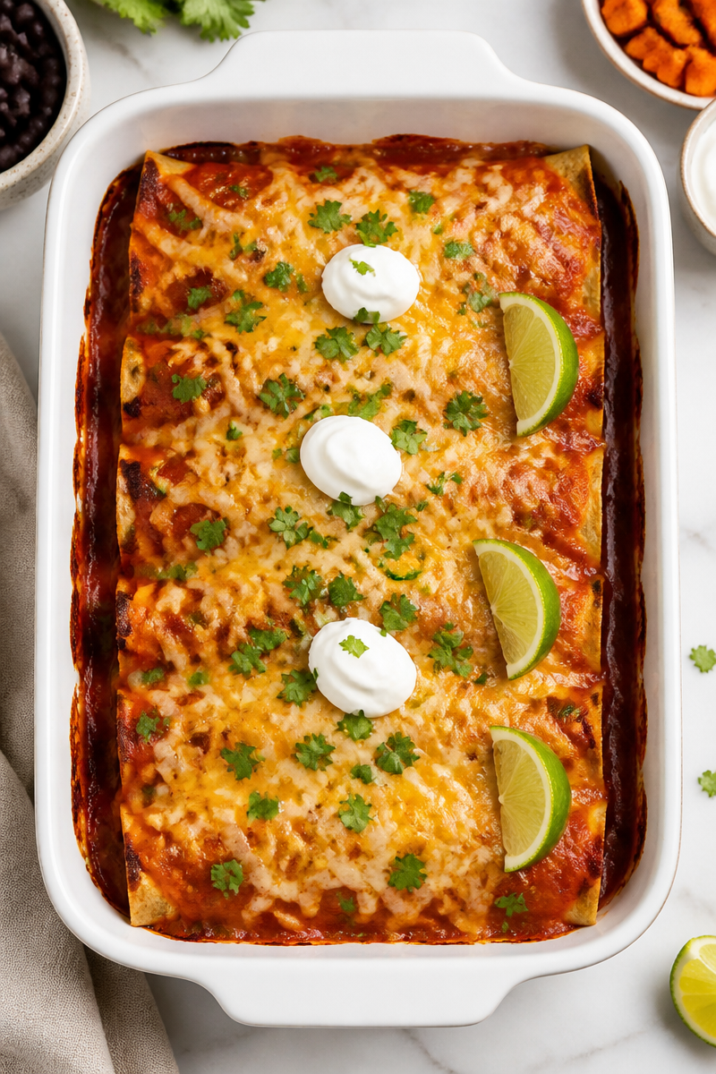 Baked Sweet Potato Black Bean Enchilada
