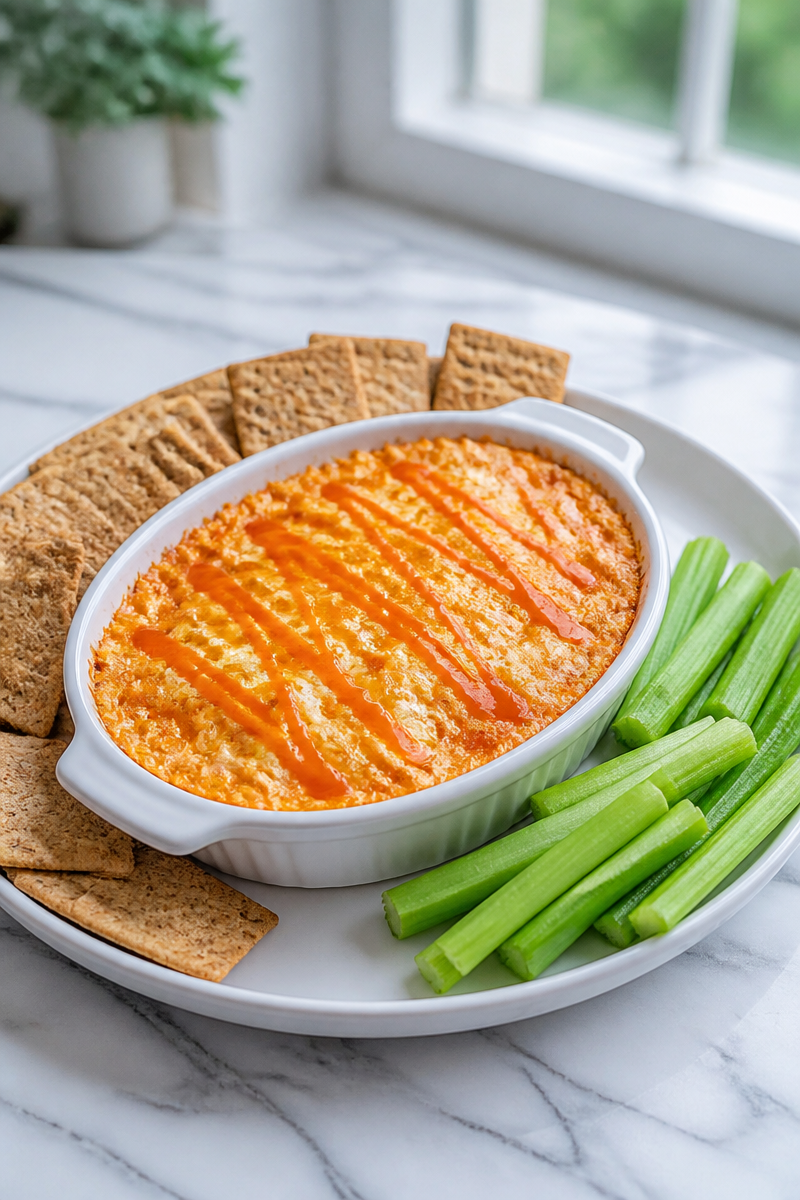 High Protein Buffalo Chicken Dip