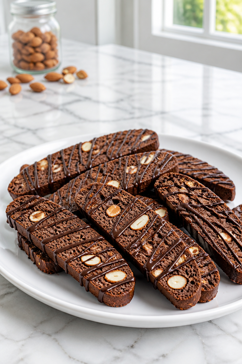 Baked Chocolate Almond Biscotti Twice