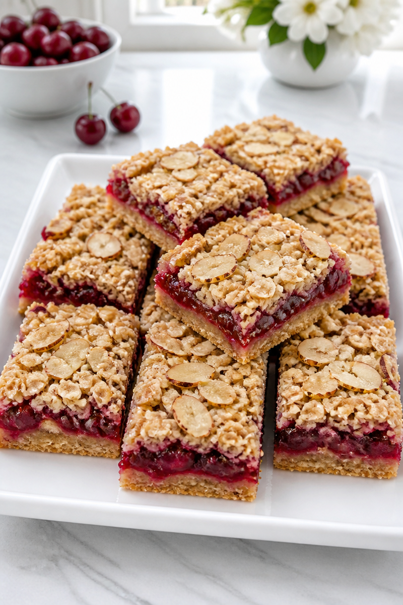 Baked Cherry Almond Crumble Bar