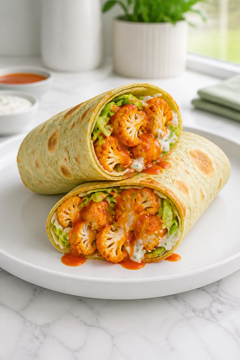 High Protein Buffalo Cauliflower Wrap