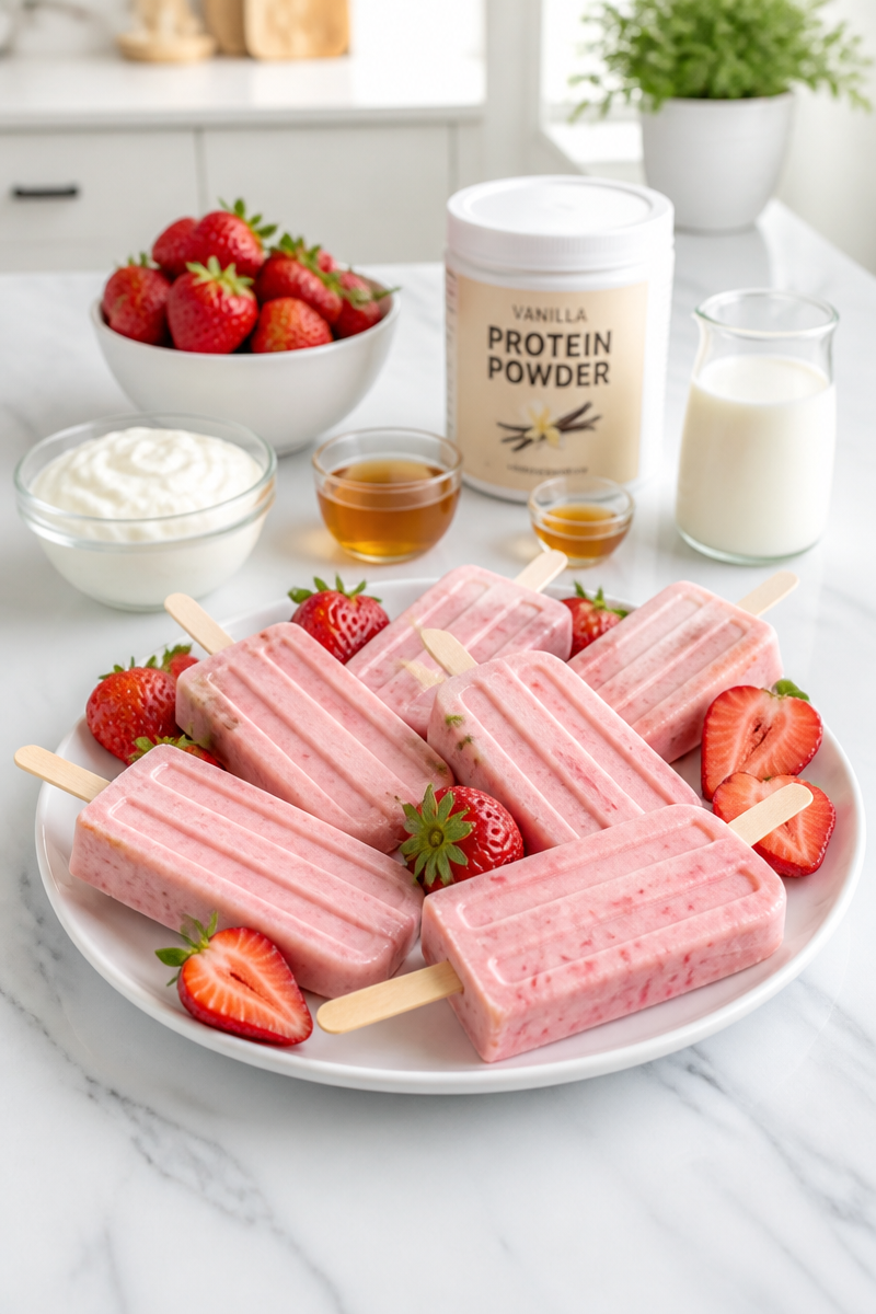 High Protein Strawberry Protein Popsicle