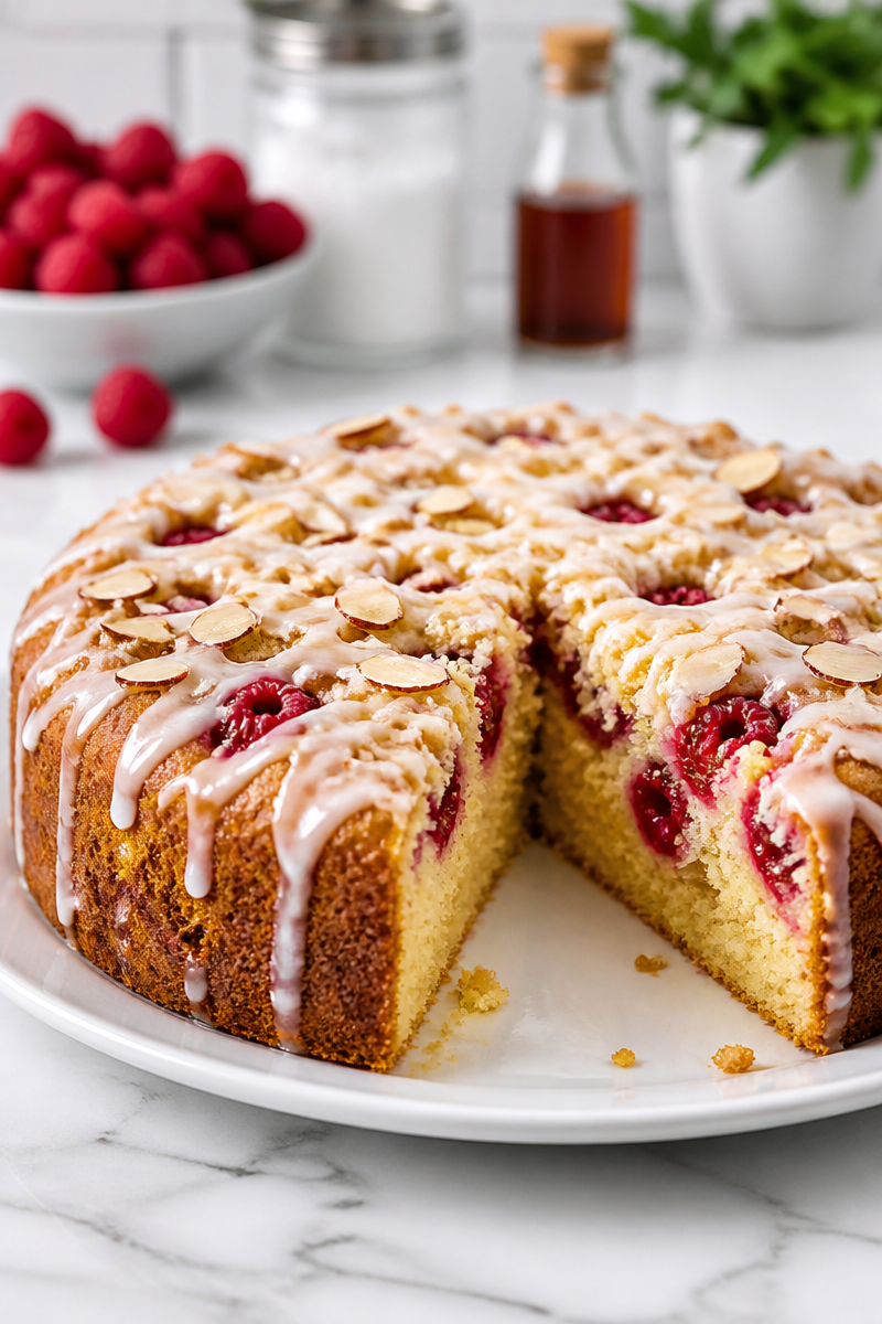 Baked Raspberry Almond Coffee Cake