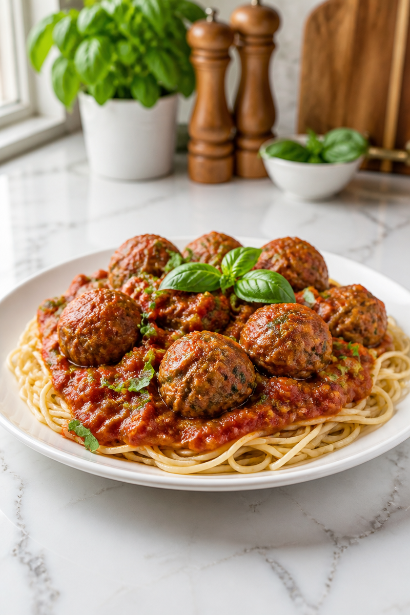 Crispy Baked Zucchini Meatball Marinara