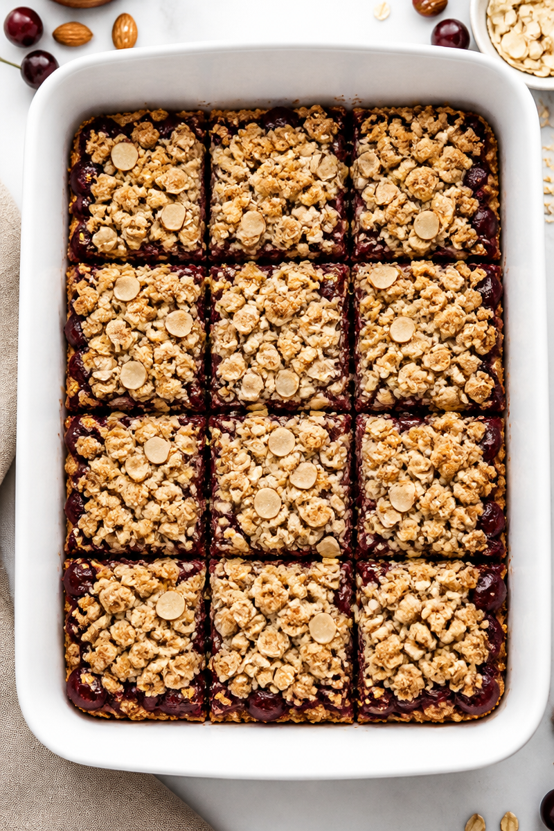 Baked Cherry Almond Crumble Bar