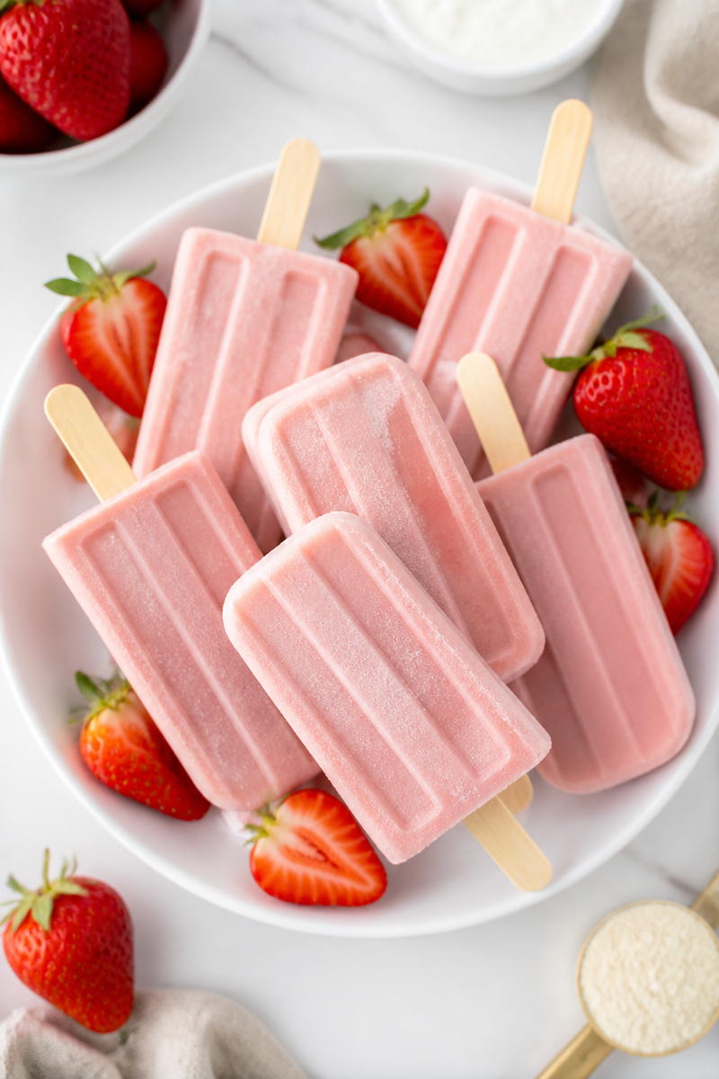 High Protein Strawberry Protein Popsicle