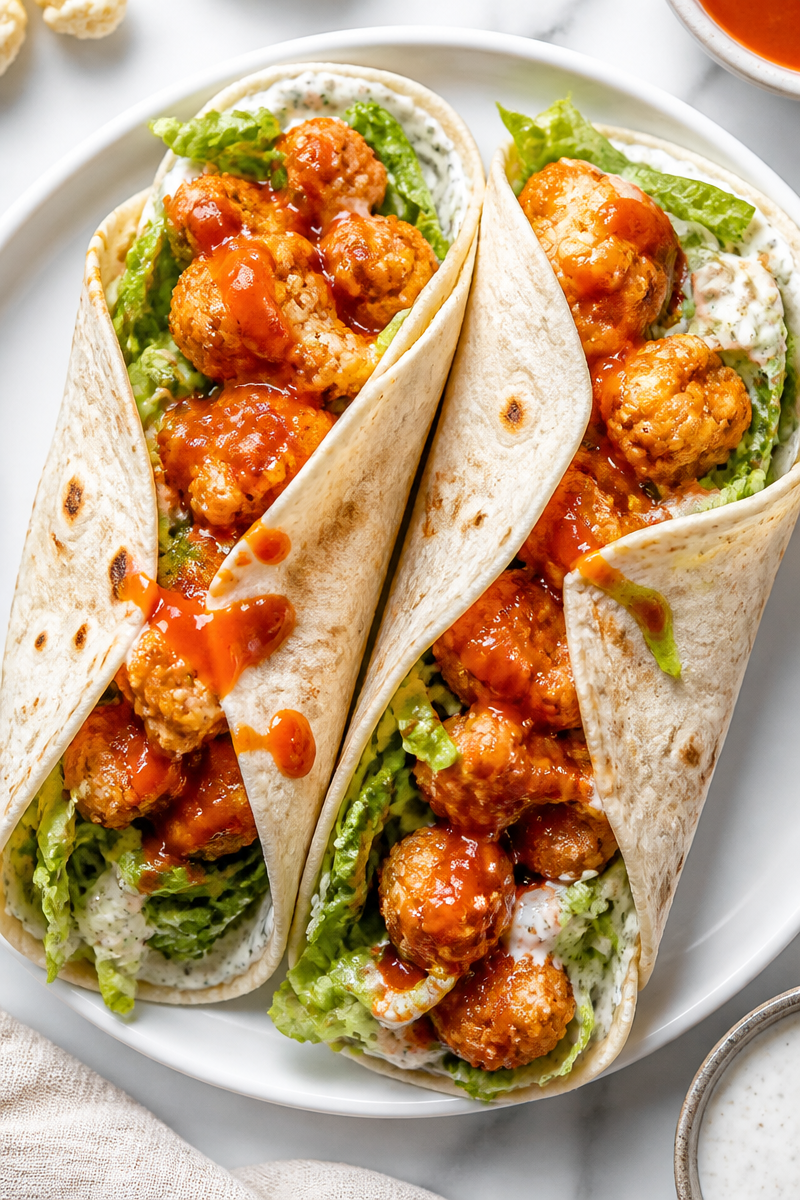 High Protein Buffalo Cauliflower Wrap