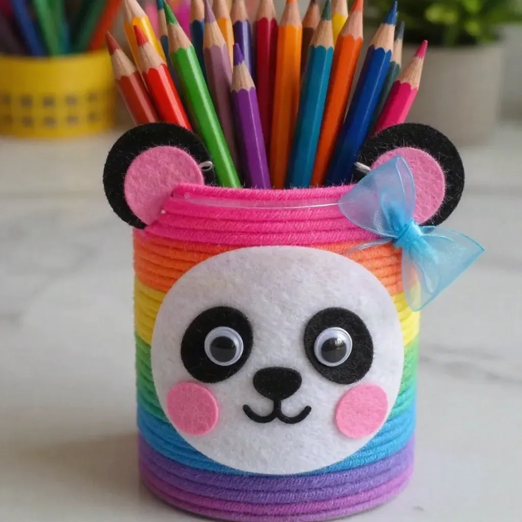 Rainbow Panda Pencil Cup Classroom Organizer