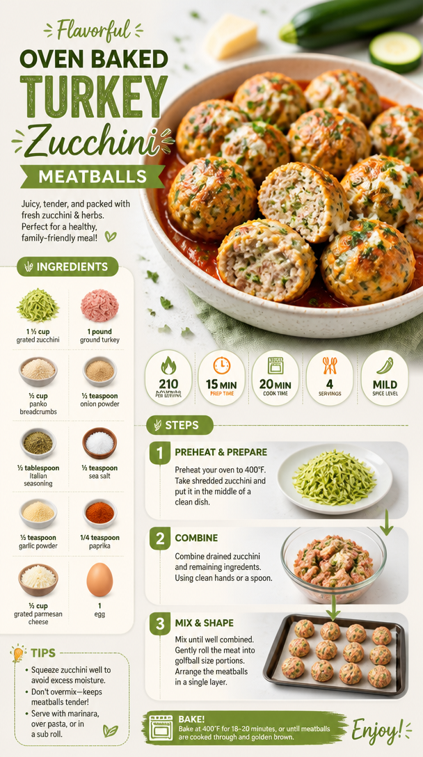 Flavorful Oven Baked Turkey Zucchini Meatballs