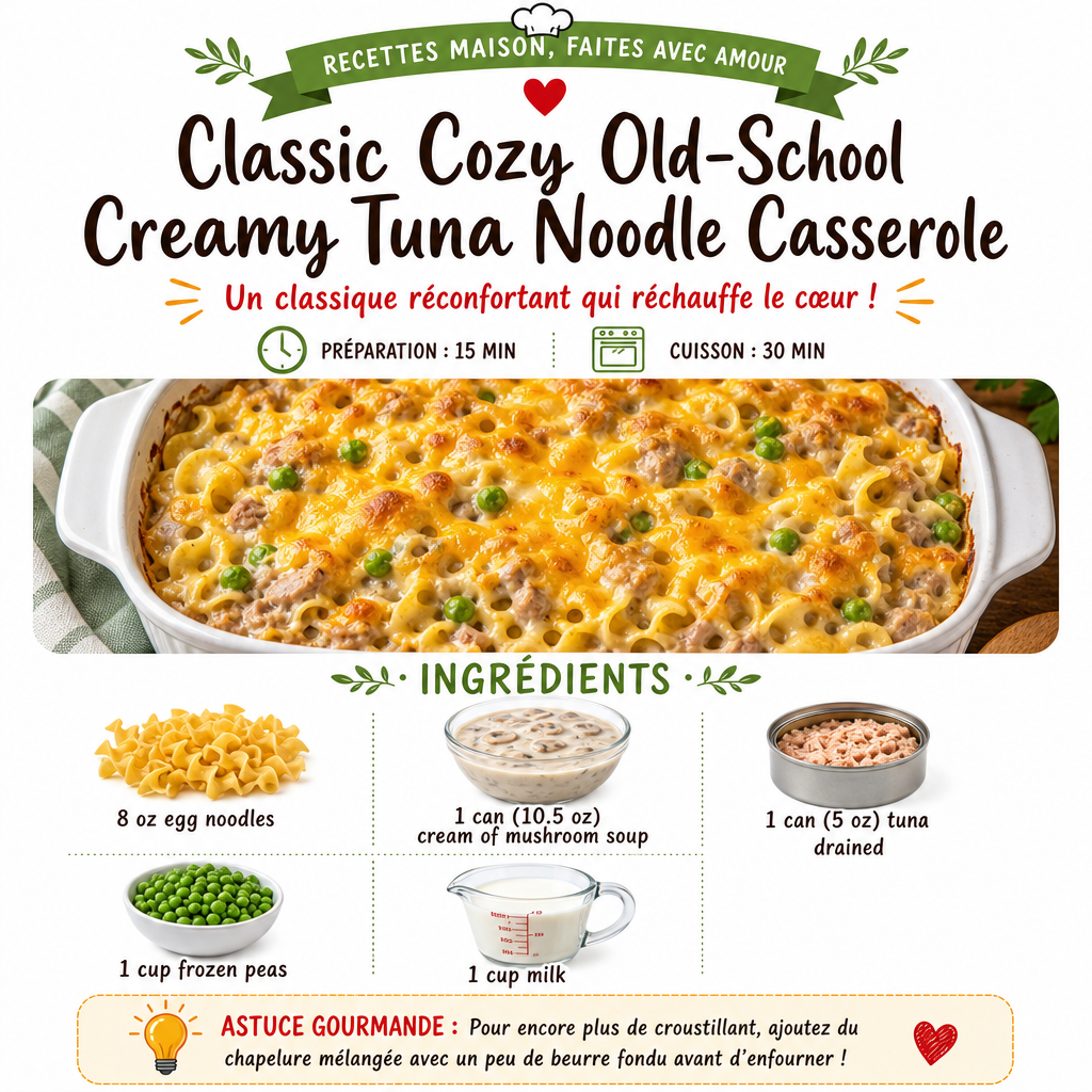 Easy Classic Cozy Old-School Creamy Tuna Noodle Casserole