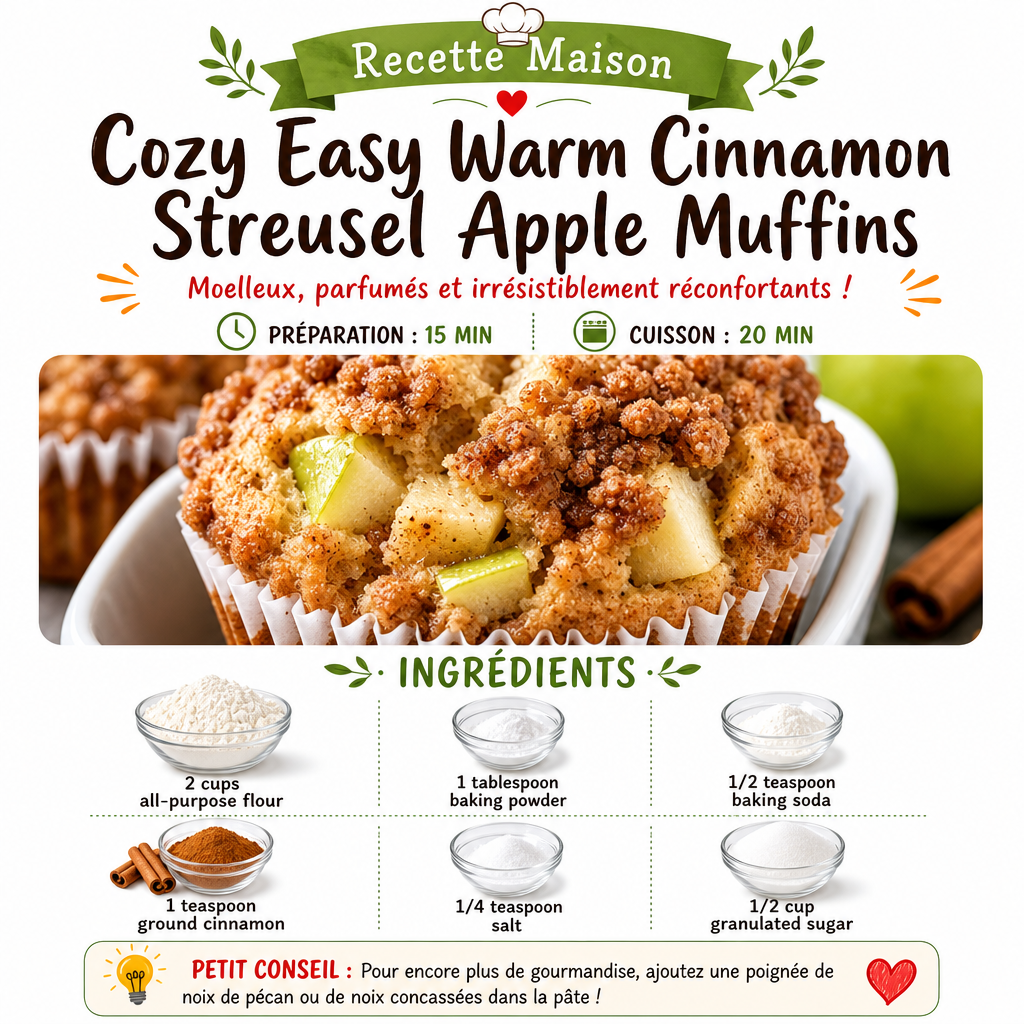 Cozy Easy Warm Cinnamon Streusel Apple Muffins