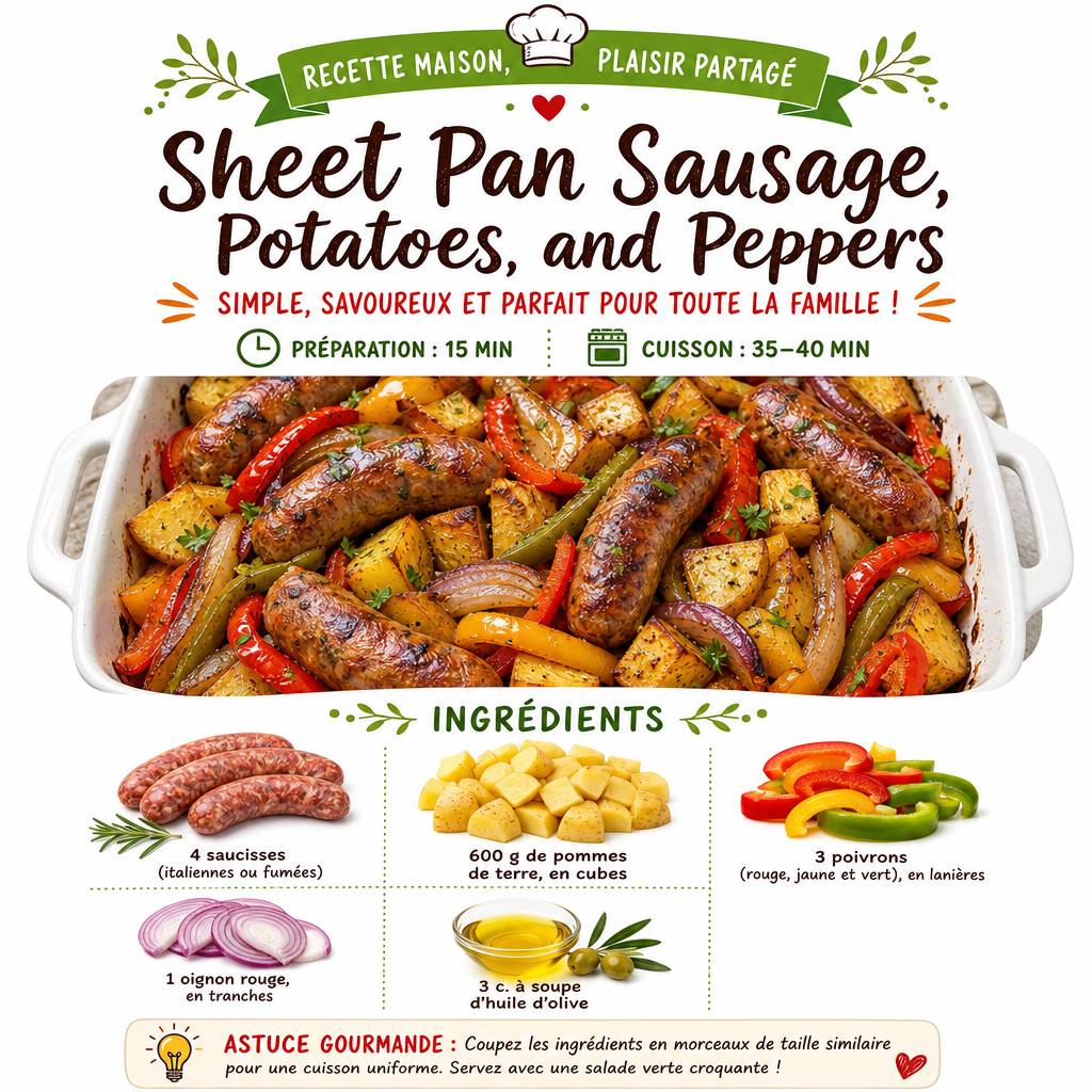 Cozy Easy Sheet Pan Sausage, Potatoes, and Peppers