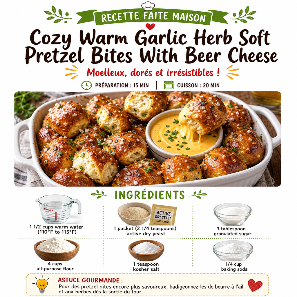 Cozy Warm Garlic Herb Soft Pretzel Bites With Beer Cheese