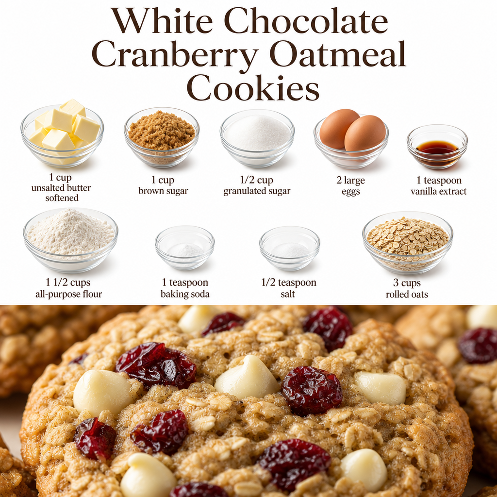 White Chocolate Cranberry Oatmeal Cookies High Fiber