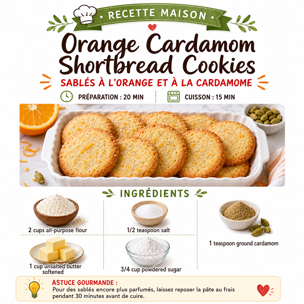 Easy Orange Cardamom Shortbread Cookies