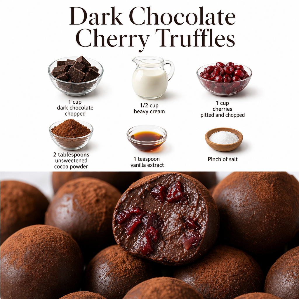 Dark Chocolate Cherry Truffles - Easy Dessert