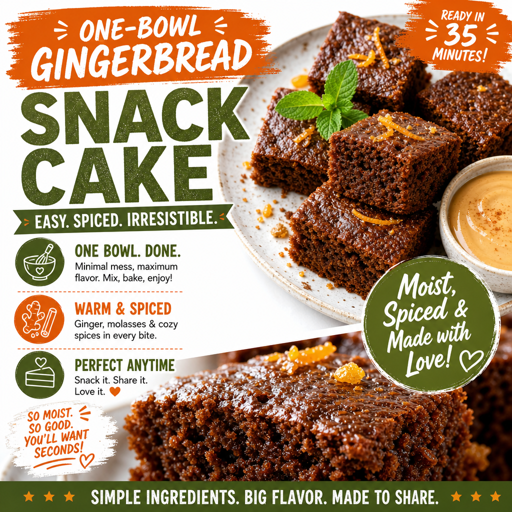 Easy One-Bowl Gingerbread Snack Cake