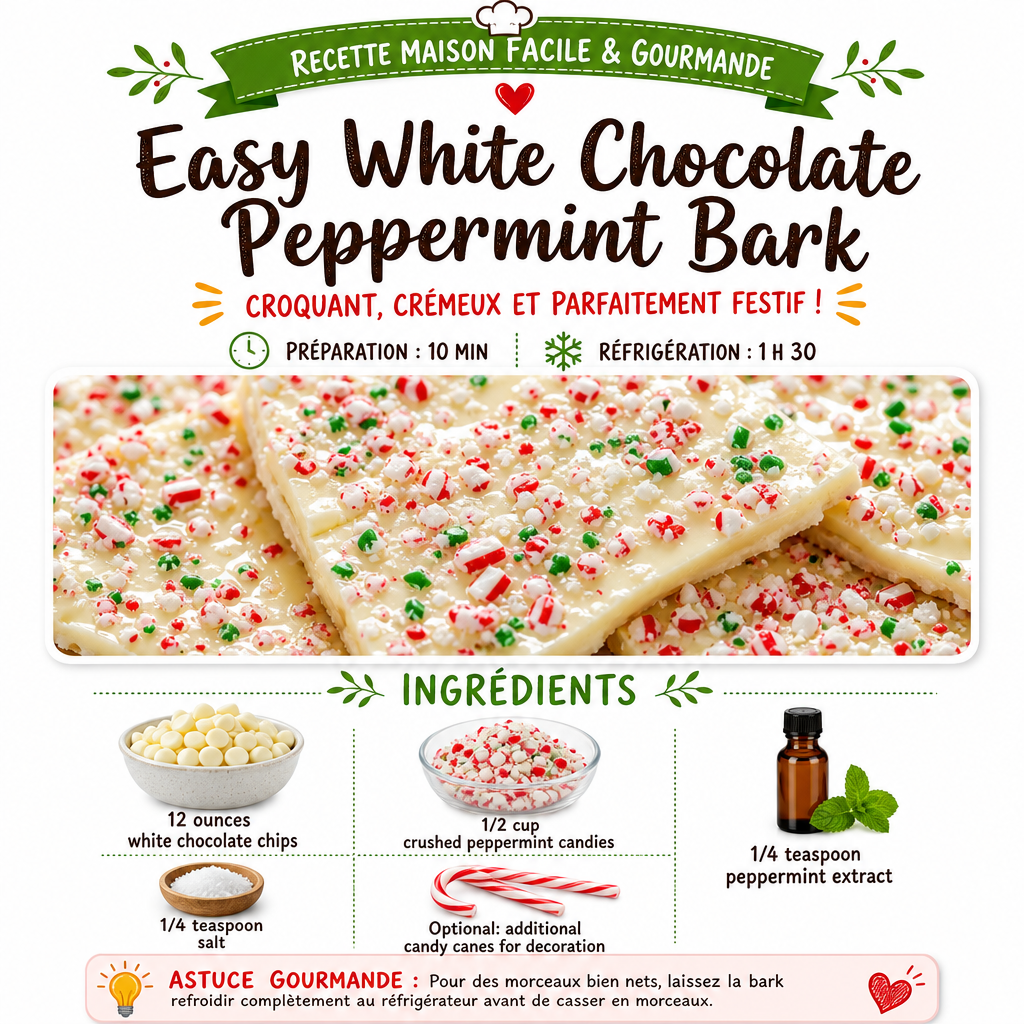 White Chocolate Peppermint Bark Easy Holiday Dessert